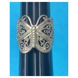 Sz.8 Sterling Silver Butterfly Ring 6.30 Grams