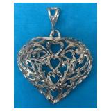 Sterling Silver Heart Pendant 6.09 Grams