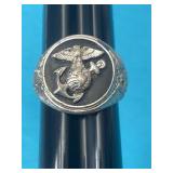 Sz.7.5 Sterling Silver U.S. Marine Ring 9.64 Grams