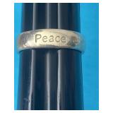 Sz.8 Sterling Silver Peace Ring 3.68 Grams