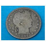 1897 Barber Silver Quarter