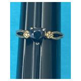 Sz.8 Sterling Silver & Sapphire Heart Ring 1.77