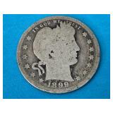 1899 Barber Silver Quarter