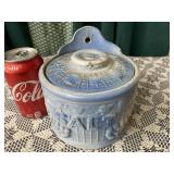 Stoneware Salt Container (lids been repaired)