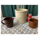 Stoneware Crock, Pitcher & Bowl