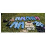 Leather poncho  blue jeans shoes.