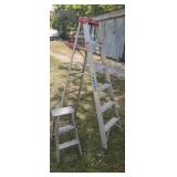 Two step ladders  ( aluminum one missing folding