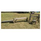 Old bucket bench saw horses  chair.