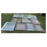 10  old wood house windows.