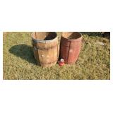 Two old wood kegs.
