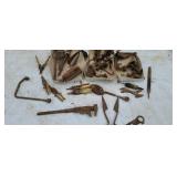 Old  tools. Hay hooks  old drill.