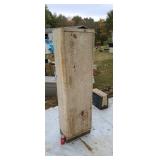 Metal pantry cabinet.