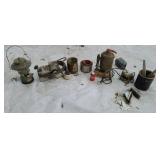 Copper sump pump  large sander  Coleman lantern.