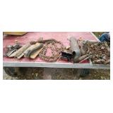 Log  chain. Old tools  copper wire.