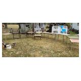 Folding card tables  piano bench.