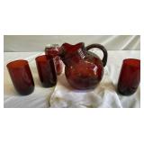 Ruby Red Pitcher & Glasses
