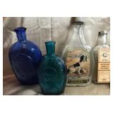 4 BOTTLES, WHEATON BLUE GLASS, BEN FRANKLIN