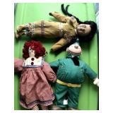 RAGGEDY ANN 16" DOLL, NATIVE AMERICAN