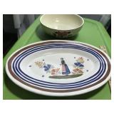 HENRIOT QUIMPER PLATTER & HALL BOWL