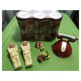 COCA COLA TIN, VINTAGE PLASTIC INDIANS,