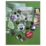 ASSORTED PIN BACKS, OLYMPICS, POLITICS,