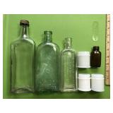 7 RARE BOTTLES, FIG SYRUP, MILKGLASS