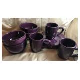 LONGABERGER POTTERY PURPLE 4 BOWLS
