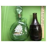 SHIP DECANTER, BROWN JUG ROOT BEER BOTTLE
