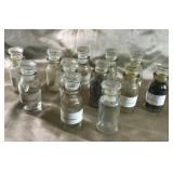 12 GLASS SPICE JARS W/STOPPERS