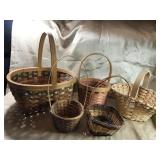 BASKETS, SOME VERY OLD, ONE FADED RED, WHITE