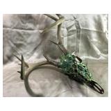 HAND PAINTED SKULL AND ANTLERS