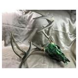 HAND PAINTED SKULL AND ANTLERS