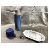 CHAMPAGNE GLASSES, PLATTER, & THERMOS
