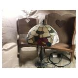 STAINED GLASS LOOK LAMP, PLASTIC SHADE