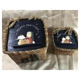 NEW SET OF SNOWMAN BASKETS W/PAINTED