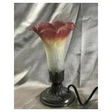 VINTAGE TULIP LAMP, GOOD WIRING, SHADE IS