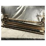 6 VINTAGE CANES, ONE WITH A NAME CARVED ON IT