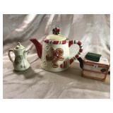 GINGERBREAD TEAPOT, SM TRUNK TEAPOT,