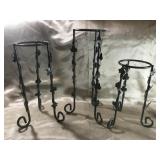 WROUGHT IRON CANDLE HOLDERS, IVY PATTERN