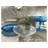 FROSTED COMPOTE, ASHTRAY, CRACKLE GASS