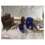 COBALT JARS, ORIENTAL SIGN, LETTER HOLDER