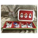CHRISTMAS ITEMS, SERVING TRAY, ETC