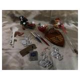 WOOD WHISTLE, ORNAMENTS, TEST TUBE, ETC
