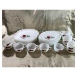 VINTAGE SET OF 12 ROSE LUNCHEON PLATES