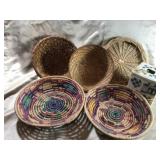 BASKETS, 2 HAND WOVEN, TISSUE BOX