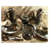 LARGE LOT OF VINTAGE SILVERPLATE, NEEDS