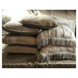 6 CROCHETED PILLOWS, 1 HAS SOME DAMAGE