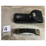BUCK SINGLE BLADE KNIFE W/LEATHER BELT