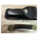 BUCK SINGLE BLADE KNIFE W/LEATHER BELT