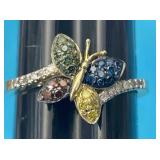 Sz.7.5 Sterling Silver Butterfly Ring 2.16 Grams